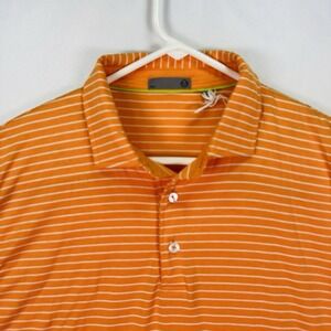 TASC Performance Mens Large MicroAir Everywear Polo Orange Stripe NWOT